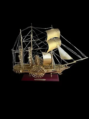 Mounted Gold Plated Large Model Of The 1840 Paddle Steamer President • £365