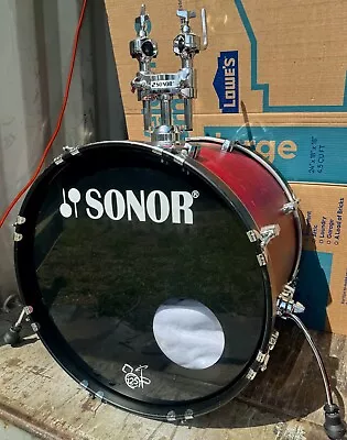 Sonor Force 2001 Red Lacquer Tom 22  Bass Drum W/double Mount • $175