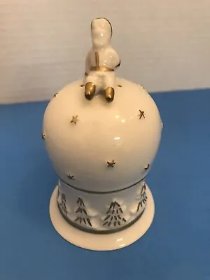 Villeroy & Boch Snow Ornaments Bell White W/ Gold Accents & Santa Finial • $19.99