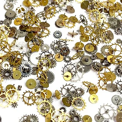 100 Tiny Watch Gears 2-5mm Silver Gold Steampunk Flat Part Wheel Watchmaker Lot • $11.99