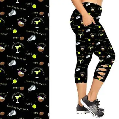 Margarita Leggings  Criss Cross  Capri Style Party In Black With Pockets • $34.99