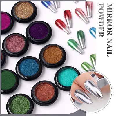 $1.97 • Buy Nail Mirror Powder Dust Purple Metal Effect Nail Art Chrome Pigment Decoration