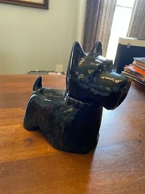 Vintage METLOX Black Scottie Dog Westie Terrier COOKIE JAR Excellent Condition • $49.99