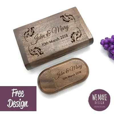 £18.90 • Buy Personalised Wooden Usb With Gift Box, 32GB USB 3.0 * Special Day Memories *