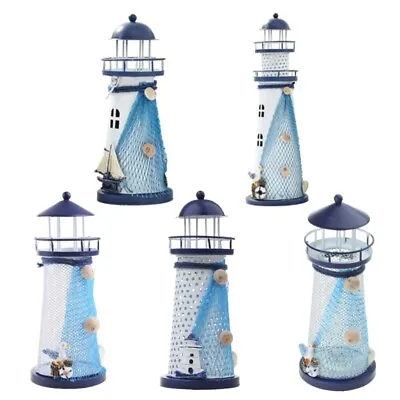 Lighthouse Metal Table Lamp Night Light Outdoor Lawn And Garden Decor • £9.98