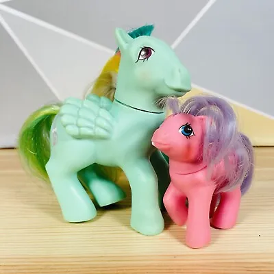 My Little Pony G1 Braided Beauty Brush N'Grow Pegasus & Baby Brother Ponies • £50