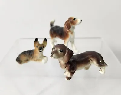 Lot Of 3 Bone China Miniature Dogs Puppies Beagle German Shephard Dachshund Vtg • $18.05