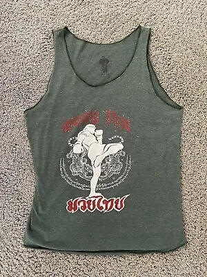 Muay Thai Tank Top Sleeveless Shirt Green 2XL From Thailand 100% Cotton • $15