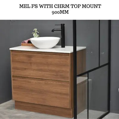 Melamine Bathroom Vanity Unit 900MM Freestanding Engineered Stone Top Melbourne • $595