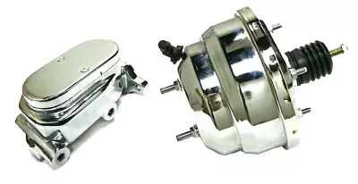 7  Dual CHROME Power Brake Booster + 1  Bore Smooth Flat Top Master Cylinder Kit • $122.92