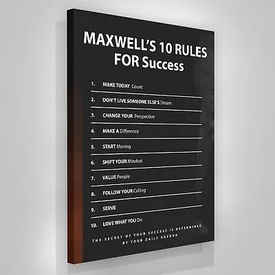 John Maxwell 10 Rules For Success Wall Art Leadership Inspiration Canvas Print • $149.95