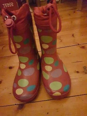 £13 • Buy Spotty Rain Boots Polka Dot For Girls Size  9 To 10
