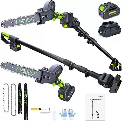 8 &10  2-IN-1 Cordless Pole Saw & Mini Chainsaw For Tree Trimming 15FT Max • $87.98