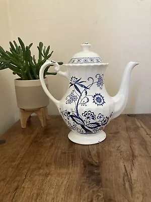 Blue Nordic Coffee Pot J & G Meakin Blue White Pottery Decorative Piece Vintage • £9