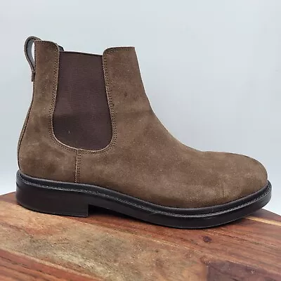 Zara Chelsea Boots Men's 44 / 11 Brown Suede Leather Pull On Ankle Moto Biker • $49.97