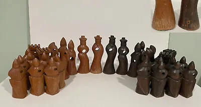 Vintage Jose Pinal Wood Chess Set Figural Hand Carved Signed Mid Century Modern • $1900