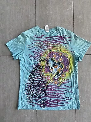 Ed Hardy Vintage T Shirt Y2K Top 2000’s Tee Double Sided Graphic Blue Size Small • $60