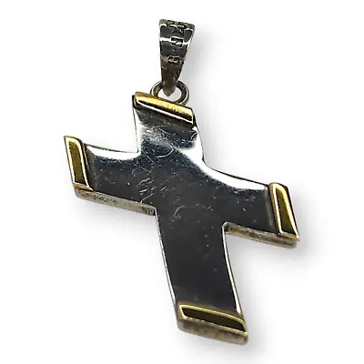 Sterling Silver 925 Brass Tipped Cross Pendant Vintage Mexico • £67.50