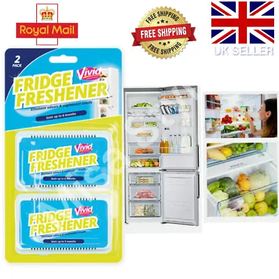 £2.99 • Buy 2pc Fridge Fresh Deodoriser Air Freshener Kitchen Smell Odour Refrigerator Clean