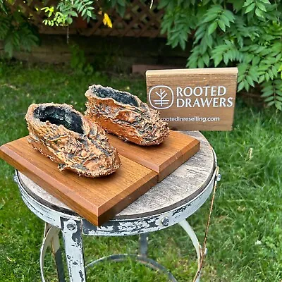 Vintage Bronze Baby Shoes Sneakers Slippers Casual Wood Base Light Finish Unique • $19.99