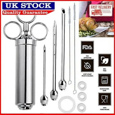 Meat Seasoning Injector Syringe Kit Food BBQ Marinade Turkey Basting Flavor Tool • £13.01