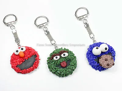£5.25 • Buy Cookie Monster Handmade Fimo Key Ring Charm Kitsch Funky Xmas Gift Idea 