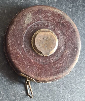 £3 • Buy Vintage Tape Measure Leather Brass 33 Ft John Rabone & Sons  No 2811 Fibron
