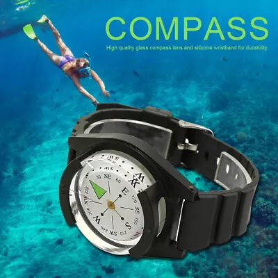 Survival Compass Watch Waterproof Compass Portable Diving Sighting Wrist Compass • $17.79