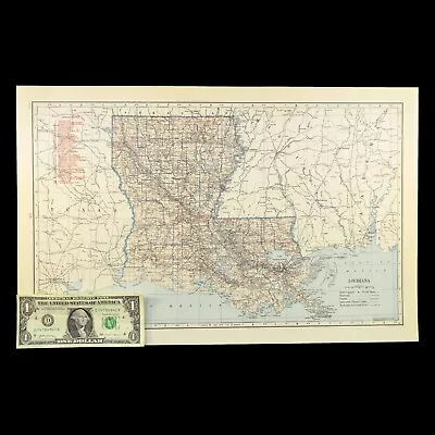 Vintage LOUISIANA Railroad Map LARGE T&P RW Original Old Texas Pacific Railway • $22.95