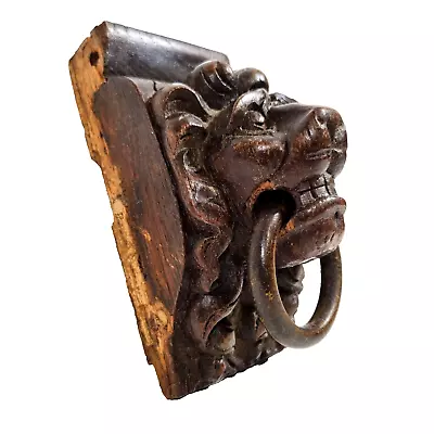 Lion Wood Carving Corbel Bracket 5.71 In Antique French Architectural Salvage • $159