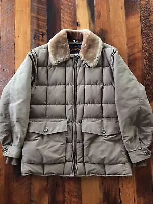 Vintage 60s Eddie Bauer Jacket Quilted Down Size 42 Skyliner Goose FAUX PARKA • $300