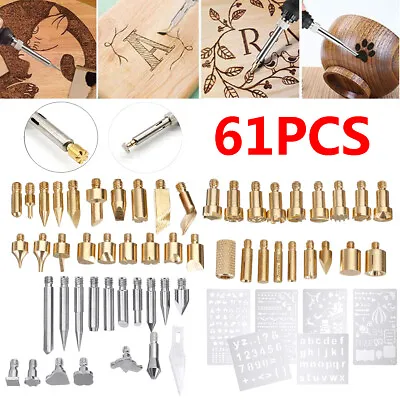 $24.59 • Buy 61Pcs Wood Burning Tips Set Stencil Soldering Iron Craft Tools Pyrography Kit