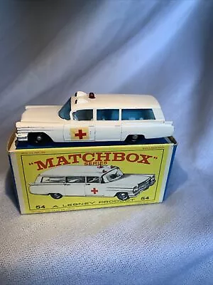 🔥 1965 MATCHBOX LESNEY  # 54 CADILLAC AMBULANCE W/ Original Box MINTY • $44.99