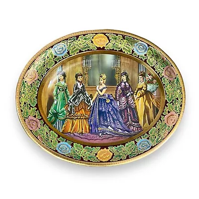 Vintage Daher Decorated Ware England Oval Tin Metal Tray Victorian Women USED • $17.95