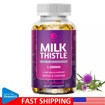 Organic 1200mg Milk Thistle Extract 120 Capsules Extra Strength Liver Cleanse • $13.98