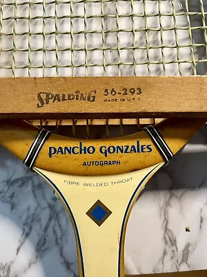 Vtg Spalding  Pancho Gonzales Autograph  Wood Tennis Racquet. Antique / Display • $25