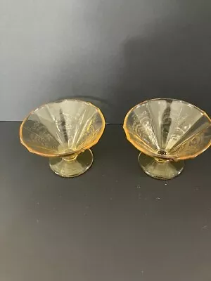 Vintage Depression Glass Amber Madrid - 2 Footed Sherbert Bowls By Federal Glass • $10