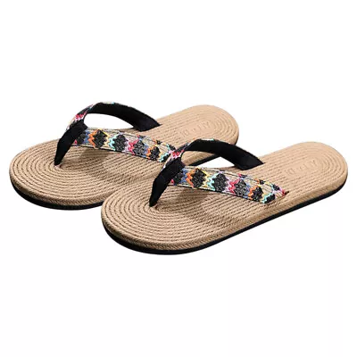  Flat Sandals For Women Dressy Summer Wedge Sandle Herringbone • £11.59