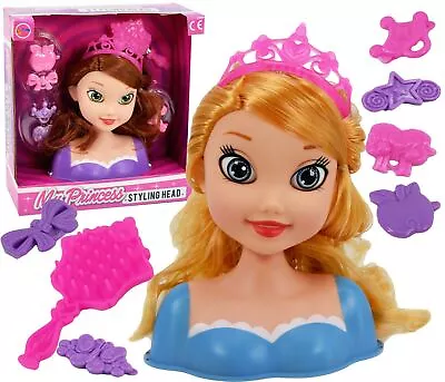 BiBi Doll Princess Styling Head Toy Kit Hair Dressing Playset Kid Roleplay Fun • £10.39