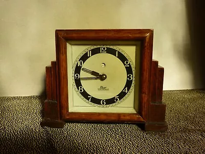 Small Vintage Electric Mains Working Clock  Art Deco Oak Case Elco Synchronous  • $30.83