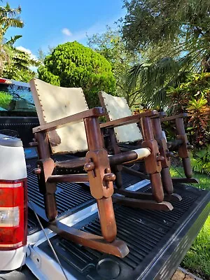 Pair Of Mid Century Latin American Modernists Hacienda Chairs • $1200