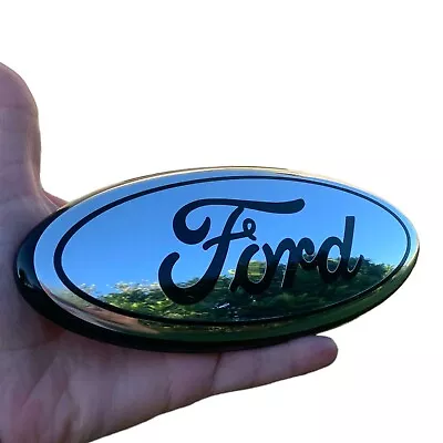 Ford Logo Emblem: Premium 7   Black On Mirror Oval Chrome Logo For Grille • $24.95