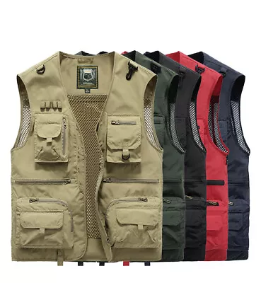 Breathable Mesh Zip Cargo VestMen's Multi-Pocket Quick Drying Tactical Vests • $24.99