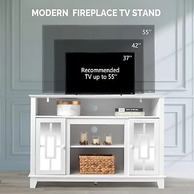 Modern Mirror TV Stand Entertainment Center For 55'' TV Media Console With 2Door • $140.99