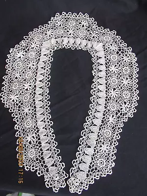 Vintage IRISH CROCHET LACE COLLAR White 32  Inside Measurement • $22.99