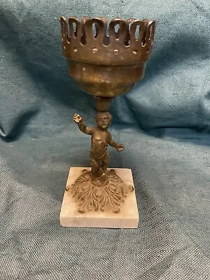 Vintage Brass Cherub Oil Lamp Piece No Glass Globe 8.25” Circa 1930’s-40’s. • $29.95