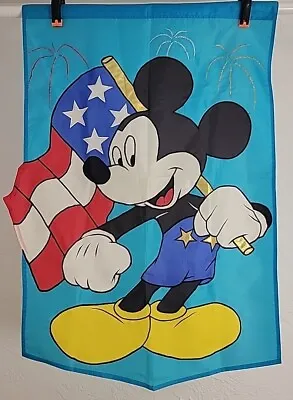 Vtg Mickey Mouse Flag Patriotic Double Sided Garden 28 X44  Reversible Appliqued • $13.95