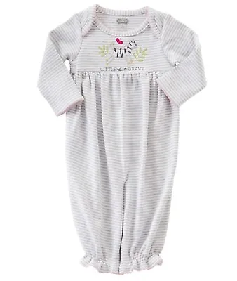 Mud Pie Baby Girls  Little Zebra Striped Convertible Sleeper Or Gown Size 3-6M • $28