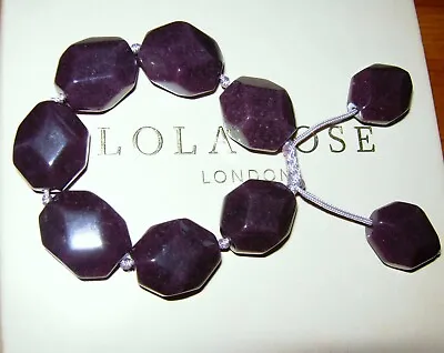 Lola Rose *nikki & Me* Chunky Black Purple Quartz Adjustable Tumble Bracelet Qvc • £14.99