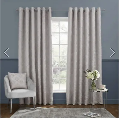 Catherine Landsfield Signature Damask Collection Lined Eyelet Curtains 66 X 90” • £31.99